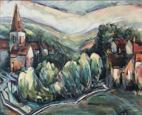 Contemporary art oil painting for sale of Burgundy area of France by Steph Trethowan