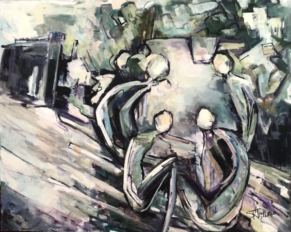 Contemporary Art oil painting about conflict resolution submitted to Sussex Contemporary by Steph Trethowan