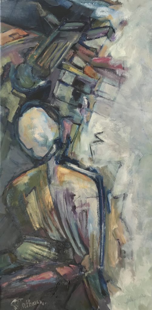 Contemporary art oil painting for sale about coastal erosion and the need for guardianship on the Sussex coast